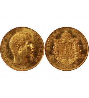 NAPOLEON III ﻿- 50 FRANCS OR 1857 A PARIS﻿  TETE NUE 1857 A PARIS﻿ 2