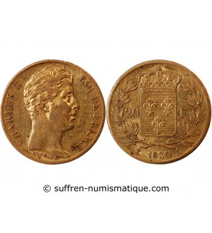 CHARLES X - 20 FRANCS OR 1830 A PARIS "5 Feuilles"﻿