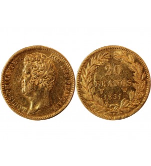 LOUIS PHILIPPE﻿ Ier - 20 FRANCS OR 1831 W LILLE "Tranche en creux" 2