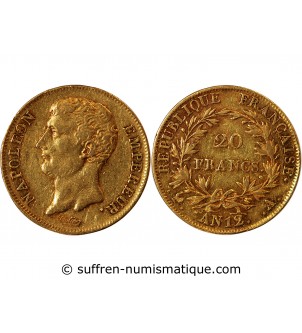 NAPOLEON Ier, TYPE INTERMEDIAIRE - 20 FRANCS OR AN 12 A PARIS﻿