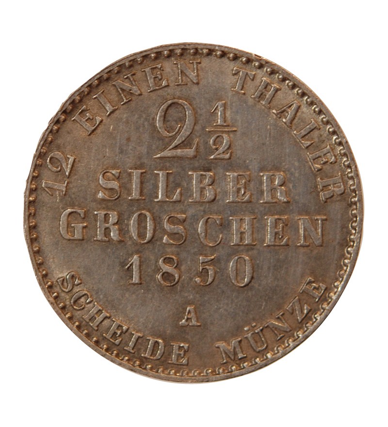 ALLEMAGNE, PRUSSE, FRIEDRICH WILHELM IV - 2 1/2 GROSCHEN 1850 A BERLIN
