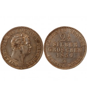 ALLEMAGNE, PRUSSE, FRIEDRICH WILHELM IV - 2 1/2 GROSCHEN 1850 A BERLIN 2