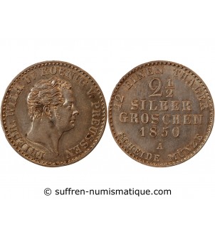 ALLEMAGNE, PRUSSE, FRIEDRICH WILHELM IV - 2 1/2 GROSCHEN 1850 A BERLIN