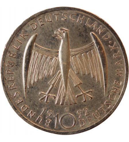 ALLEMAGNE - 10 MARK ARGENT 1992 G - KÄTHE KOLLWITZ