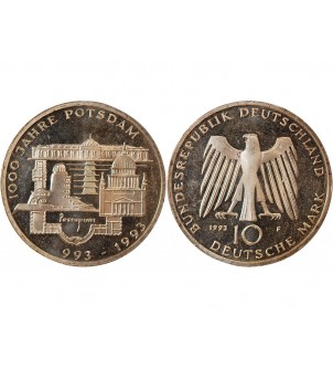 ALLEMAGNE - 10 MARK ARGENT 1993 F - 1000 ANS DE POTSDAM 2