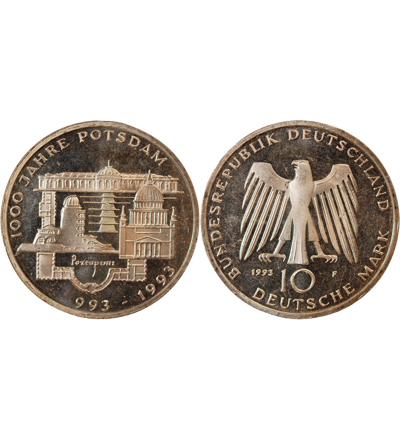 ALLEMAGNE - 10 MARK ARGENT 1993 F - 1000 ANS DE POTSDAM