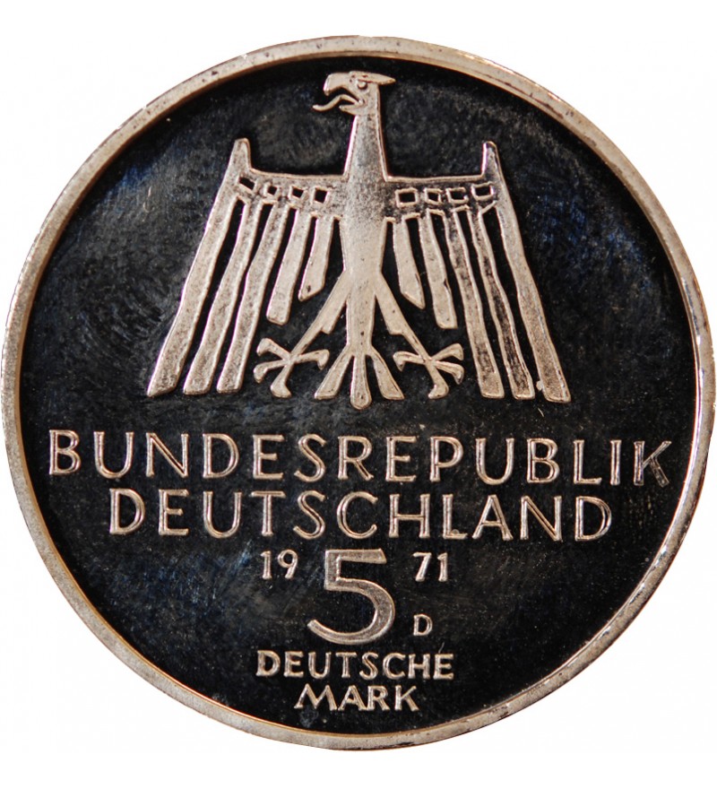 ALLEMAGNE - 5 MARK ARGENT 1971 G - ALBRECHT DURER - BELLE EPREUVE