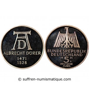 ALLEMAGNE - 5 MARK ARGENT 1971 G - ALBRECHT DURER - BELLE EPREUVE