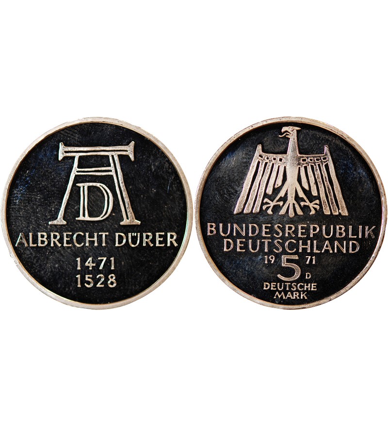 ALLEMAGNE - 5 MARK ARGENT 1971 G - ALBRECHT DURER - BELLE EPREUVE