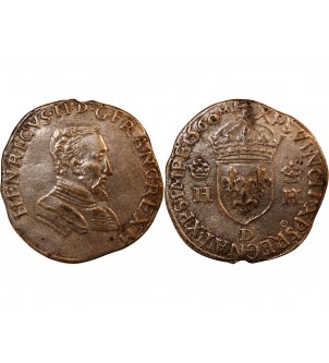 CHARLES IX, SOUS LE NOM D'HENRI II - TESTON 1561 D LYON - FAUX D'EPOQUE 2