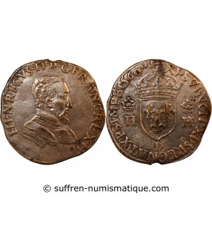 CHARLES IX, SOUS LE NOM D'HENRI II - TESTON 1561 D LYON - FAUX D'EPOQUE