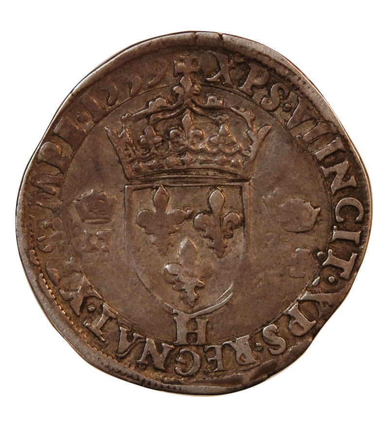 HENRI II - TESTON ARGENT 1559 H LA ROCHELLE - 1e TYPE