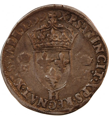 HENRI II - TESTON ARGENT 1559 H LA ROCHELLE - 1e TYPE