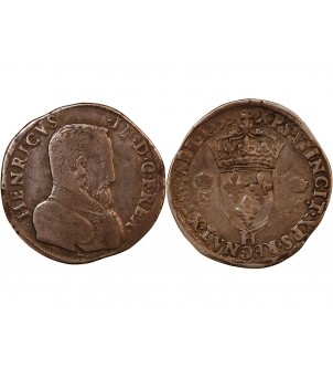 HENRI II - TESTON ARGENT 1559 H LA ROCHELLE - 1e TYPE 2