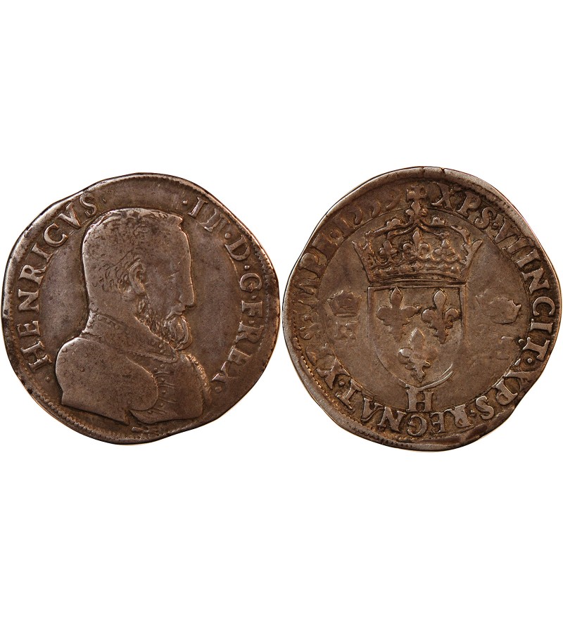 HENRI II - TESTON ARGENT 1559 H LA ROCHELLE - 1e TYPE