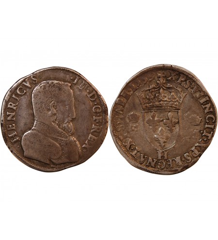 HENRI II - TESTON ARGENT 1559 H LA ROCHELLE - 1e TYPE
