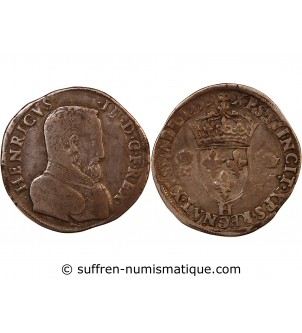 HENRI II - TESTON ARGENT 1559 H LA ROCHELLE - 1e TYPE