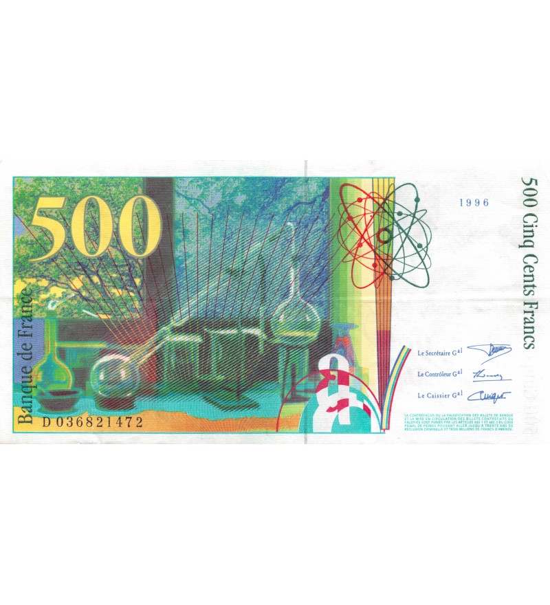 FRANCE, PIERRE ET MARIE CURIE - 500 FRANCS 1996 - SÉRIE D.036 - TB+
