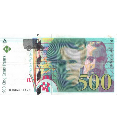 FRANCE, PIERRE ET MARIE CURIE - 500 FRANCS 1996 - SÉRIE D.036 - TB+