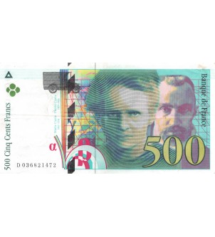 FRANCE, PIERRE ET MARIE CURIE - 500 FRANCS 1996 - SÉRIE D.036 - TB+ 2
