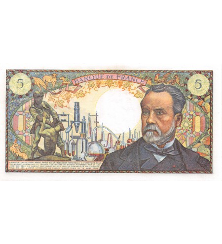 FRANCE, LOUIS PASTEUR - 5 FRANCS 08.01.1970 - SÉRIE W.117 - SUP