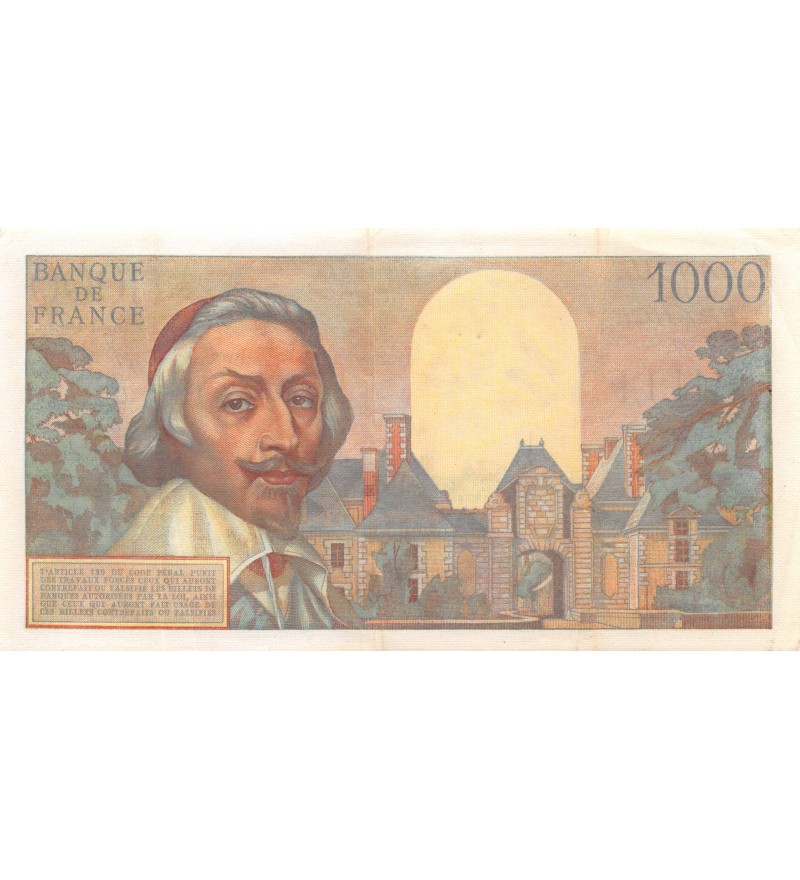 FRANCE, RICHELIEU - 1000 FRANCS 02.06.1955 - SÉRIE G.154 - TTB