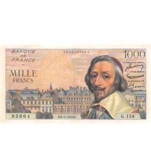 FRANCE, RICHELIEU - 1000 FRANCS 02.06.1955 - SÉRIE G.154 - TTB 2