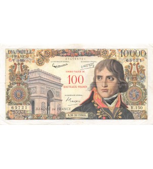 FRANCE, BONAPARTE - 100 NF / 10000 FRANCS SURCHARGE 30.10.1958 - SÉRIE Y.150 - TB+