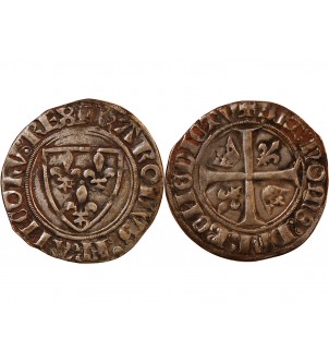 CHARLES VI - BLANC GUENAR 1380 / 1422 - POINT SOUS S 2