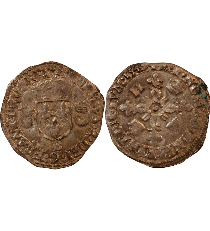 HENRI II - DOUZAIN AUX CROISSANTS 1549 B ROUEN