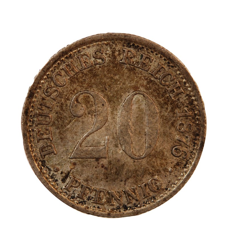 ALLEMAGNE, WILHELM I - 20 PFENNIG ARGENT 1876 G KARLSRUHE