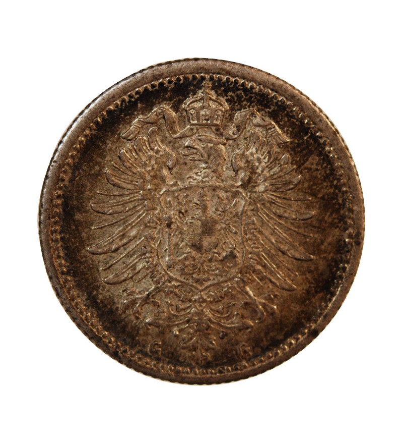 ALLEMAGNE, WILHELM I - 20 PFENNIG ARGENT 1876 G KARLSRUHE