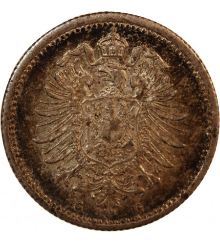 ALLEMAGNE, WILHELM I - 20 PFENNIG ARGENT 1876 G KARLSRUHE