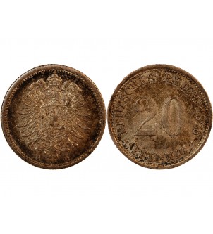 ALLEMAGNE, WILHELM I - 20 PFENNIG ARGENT 1876 G KARLSRUHE 2