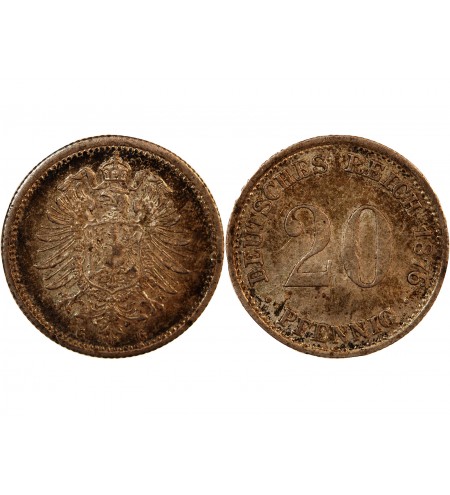 ALLEMAGNE, WILHELM I - 20 PFENNIG ARGENT 1876 G KARLSRUHE