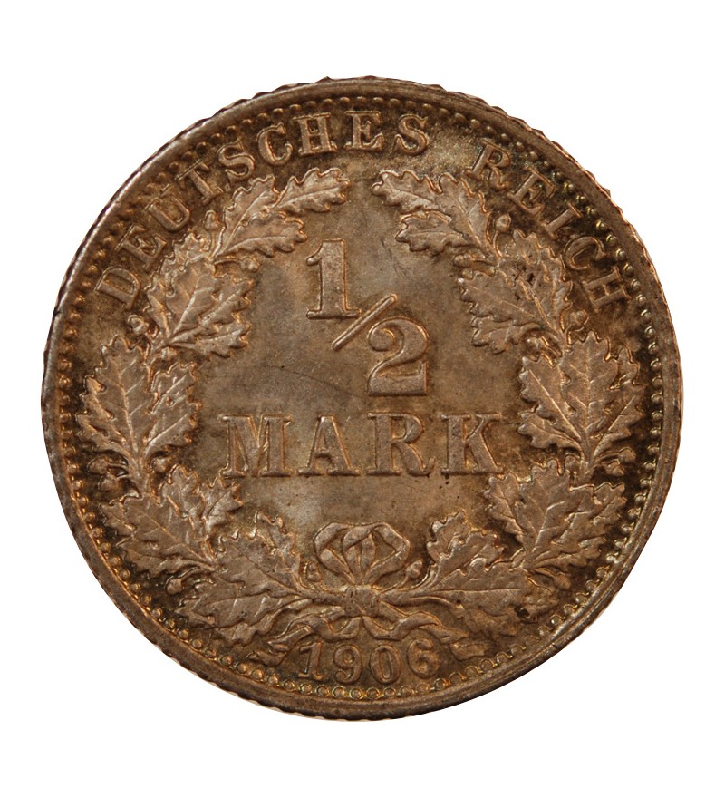 ALLEMAGNE, WILHELM II - 1/2 MARK 1906 G KARLSRUHE