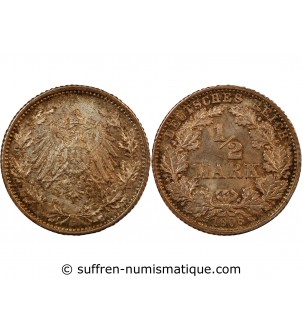 ALLEMAGNE, WILHELM II - 1/2 MARK 1906 G KARLSRUHE