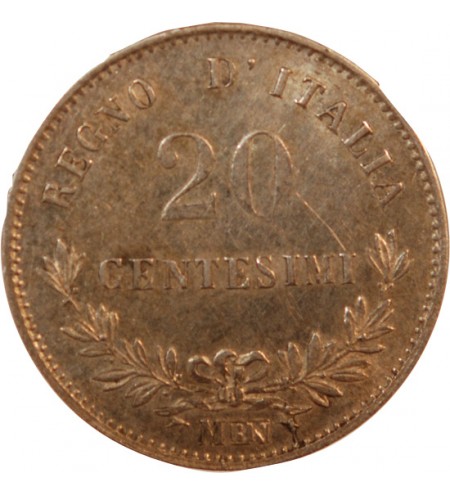 ITALIE, VICTOR EMMANUEL II - 20 CENTESIMI ARGENT 1863 M MILAN