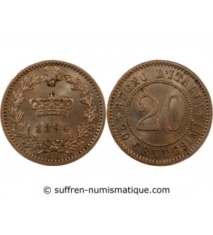 ITALIE, UMBERTO Ier - 20 CENTESIMI 1894 KB