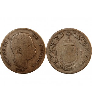 ITITALIE, UMBERTO Ier - 1 LIRE ARGENT 1887 M MILAN 2