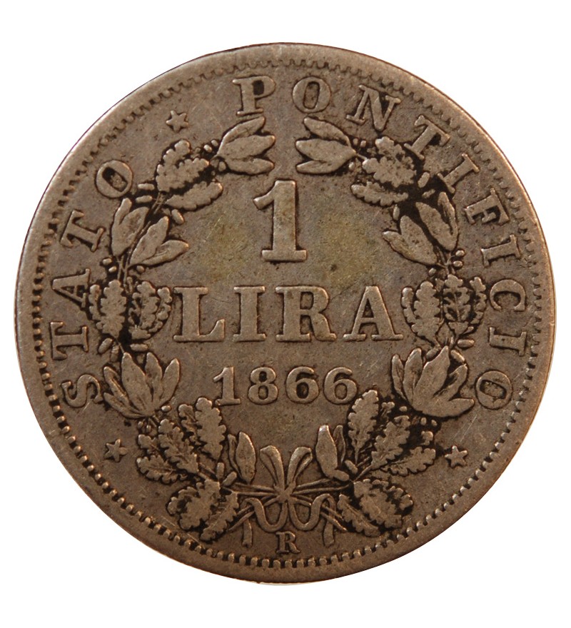 VATICAN, PIE IX - 1 LIRE 1866 ROME AN XXI