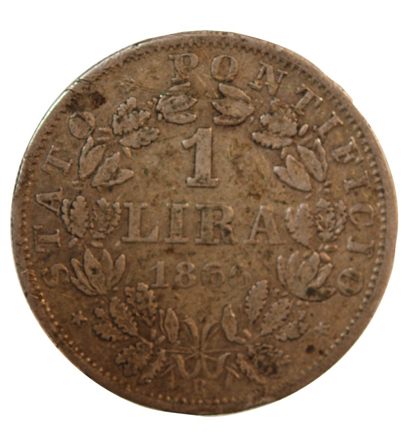VATICAN, PIE IX - 1 LIRE 1866 ROME AN XXI