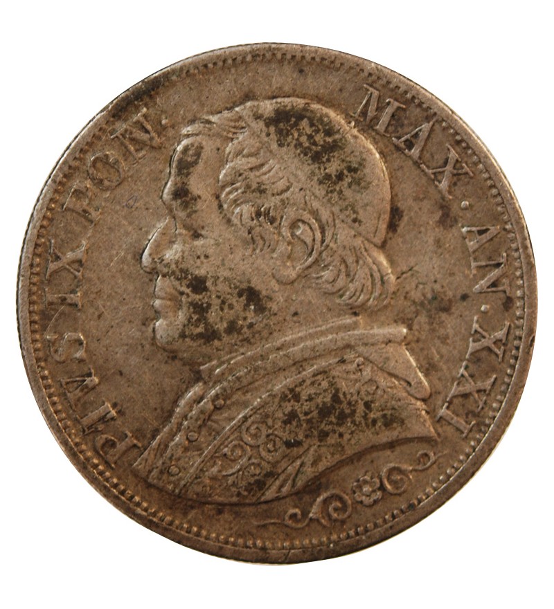 VATICAN, PIE IX - 1 LIRE 1866 ROME AN XXI