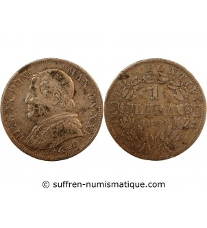 VATICAN, PIE IX - 1 LIRE 1866 ROME AN XXI