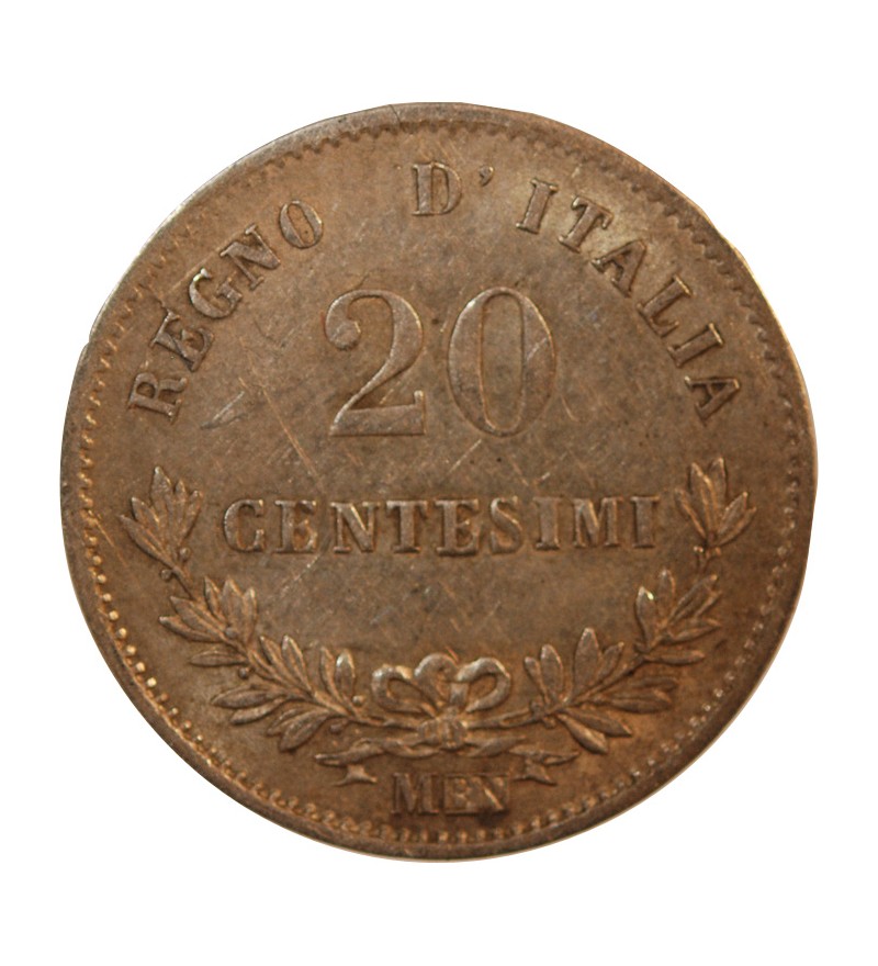 ITALIE, VICTOR EMMANUEL II - 20 CENTESIMI ARGENT 1863 M MILAN
