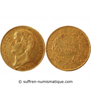 BONAPARTE Ier CONSUL﻿ - 40 FRANCS OR AN XI A PARIS﻿﻿