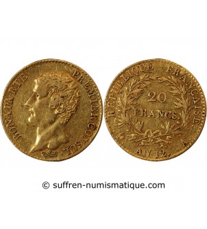 BONAPARTE 1er CONSUL﻿ - 20 FRANCS OR AN 12 A PARIS﻿