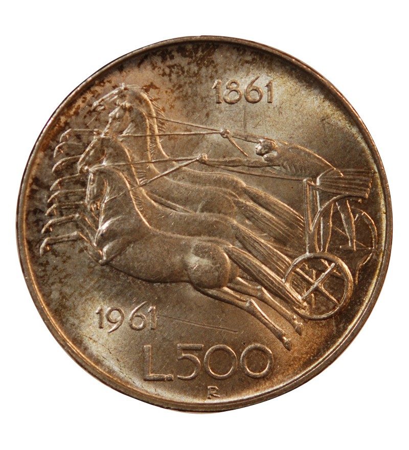 ITALIE - 500 LIRE ARGENT 1961 R ROME - UNITE ITALIENNE