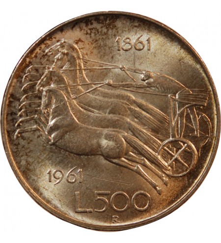 ITALIE - 500 LIRE ARGENT 1961 R ROME - UNITE ITALIENNE