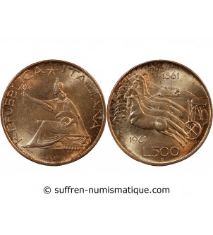 ITALIE - 500 LIRE ARGENT 1961 R ROME - UNITE ITALIENNE